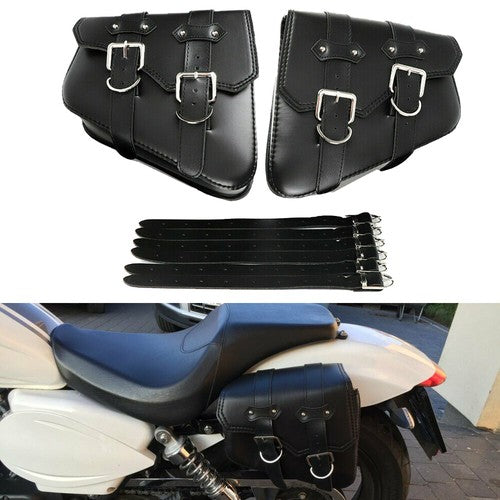 DURAFORCE New For Sportster 883 Dyna Moto PU Leather Luggage Tool Saddlebag Saddle Bags