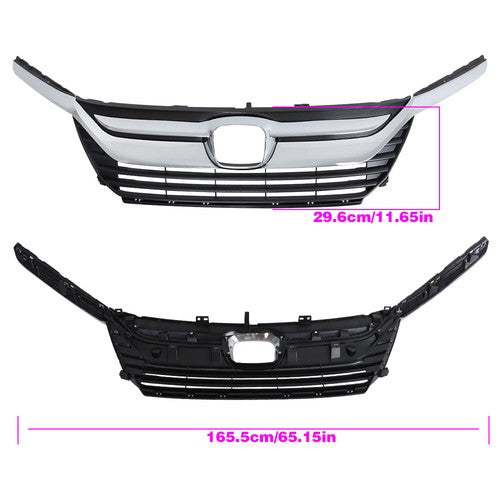 DURAFORCE Front Upper Grille Bumper Grill Chrome Headlight Eyelid For 18-21 Honda Odyssey