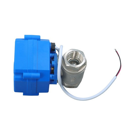 DURAFORCE Solid Motorized Ball Valve 1/2in Full Port SS 9-24V AC/DC NC Auto Return