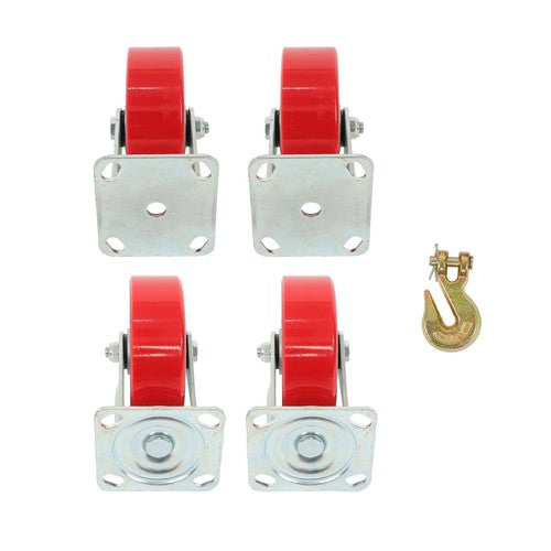 DURAFORCE 4 Pack Swivel Caster Wheels 6" × 2" Polyurethane 4800Lbs (2 Swivel & 2 Rigid)