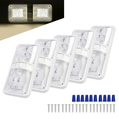5x RV LED 12V Double Dome Light Ceiling Fixture for Camper Trailer Marine