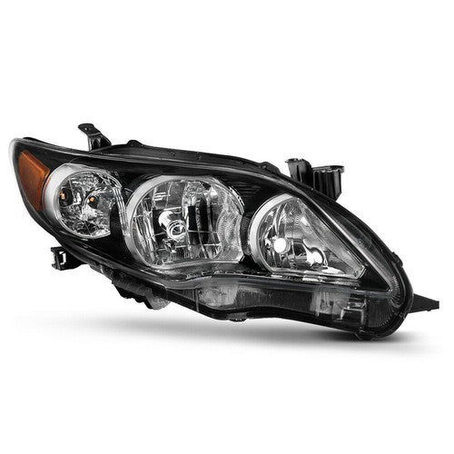 For 2011 2012 2013 Toyota Corolla Headlights Headlamp Pair Black Housing  LE XLE