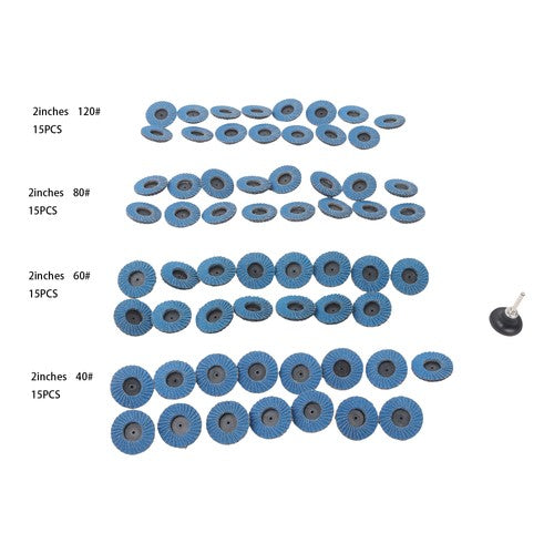DURAFORCE 60 PCS 40/60/80/120 Grit 2 Inch Mixed Sanding Discs Set with 1/4" Holder