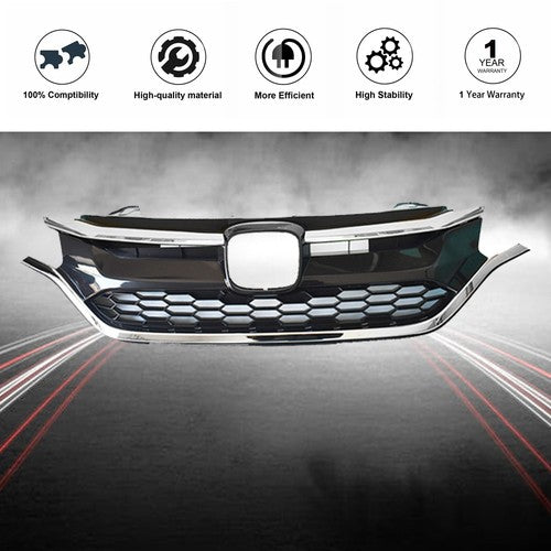 DURAFORCE Front Grille Upper Trim & Lower Grille For Honda CRV 2015-2016 Black Plastic