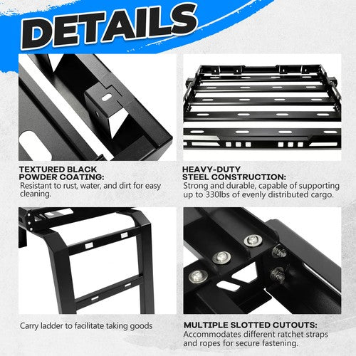Roof Rack Luggage Carrier Cargo for Jeep Wrangler JK 07 18 2 Side Ladders 330 Lb
