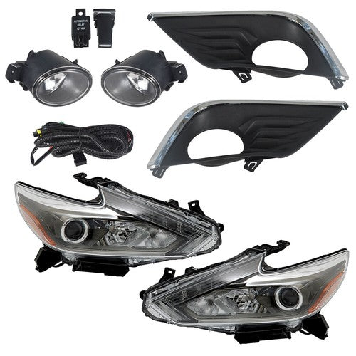 DURAFORCE LED Headlights Replacement For 2016-2018 Nissan Altima Halogen Fog Lights L+R