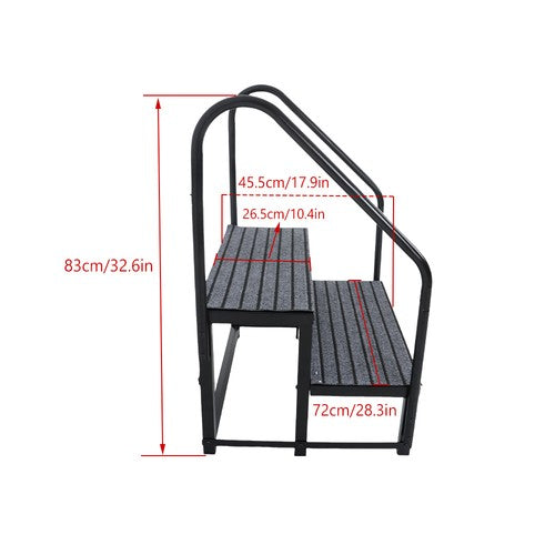 DURAFORCE 660lbs 2 Step RV Stairs Load Capacity Step Ladder Outdoor RV Steps (w/ Handrail)
