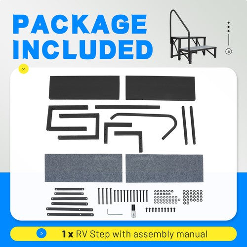 2 Step Ladder RV Step 660 Lbs with Handrail for Trailer Travel Camper Home Stairs
