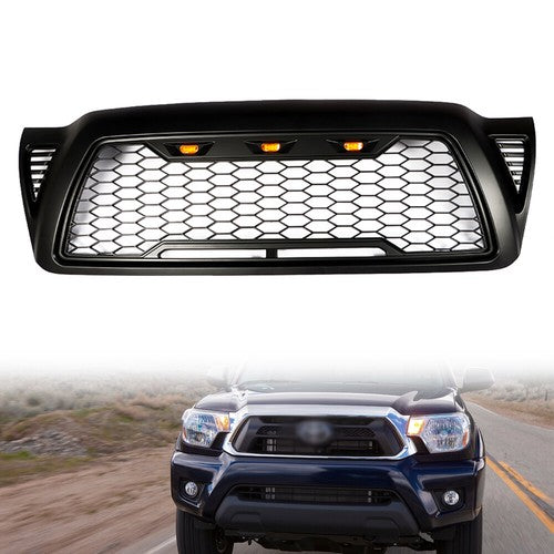 DURAFORCE Black Plastic Front Upper Bumper Grille W/ LED For Toyota Tacoma 2005-2011