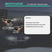 DURAFORCE Headlight Headlamp Fit For Toyota Corolla 2020-2021 Left & Right Side LH RH