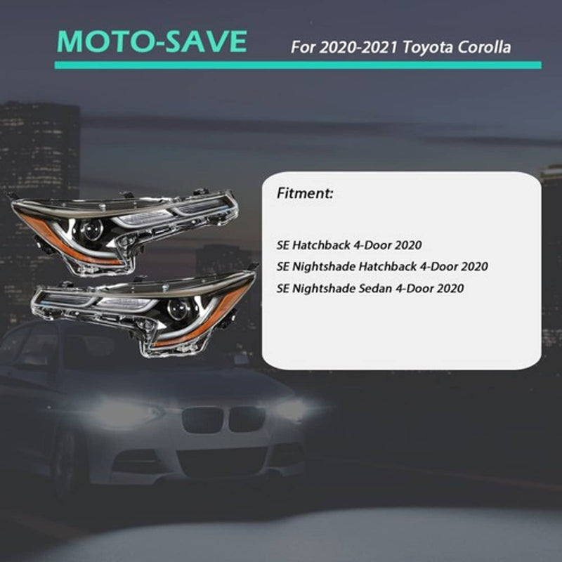 DURAFORCE Headlight Headlamp Fit For Toyota Corolla 2020-2021 Left & Right Side LH RH