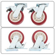 DURAFORCE Four 6" red industrial casters 2 with brakes 2 without brakes