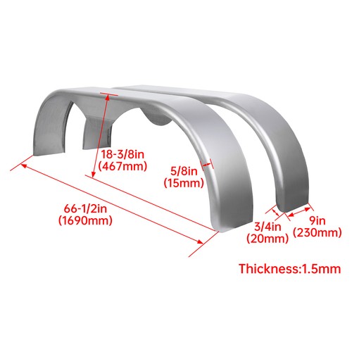 DURAFORCE Pair of Tandem Axle Trailer Fenders Teardrop For 13" 14" 15" Enclosed Trailers
