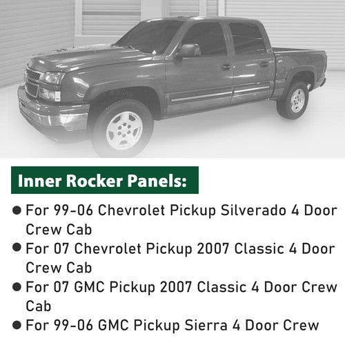 DURAFORCE Inner Rocker Panels FOR 99-07 Chevy Silverado GMC Sierra 1500/2500/3500 Crew Cab