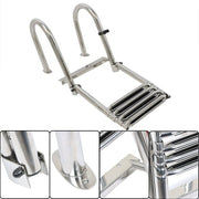 DURAFORCE New Stainless Steel Telescoping Boat Ladder 4 Step Foldable Hand armrest