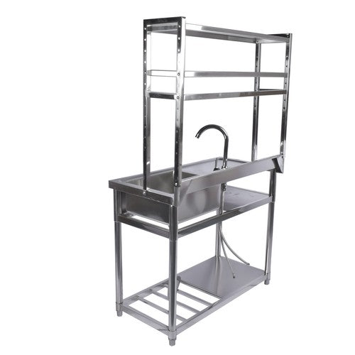 DURAFORCE 39.4in Stainless Steel Utility Sink Set Left Platform Commercial Sink w/ Shelves