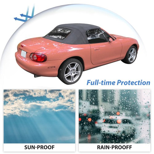 DURAFORCE Black Convertible Soft Top w/Heated Glass Window For Mazda Miata 1990-2005 99-05