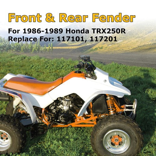 DURAFORCE New For 1986-1989 Honda TRX 250R TRX250R White Front & Rear Fender Plastics Kit