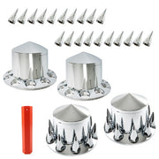 DURAFORCE 33mm Spiked Axle Cover Set Rear Axle Complete Wheel Cover Fits For Semi Truck