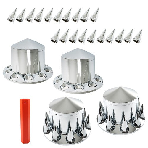 DURAFORCE 33mm Spiked Axle Cover Set Rear Axle Complete Wheel Cover Fits For Semi Truck