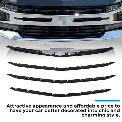 Black Grille Insert Trim Grill Overlay for 2019-2021 Chevy Silverado 1500 LT RST