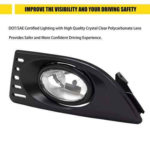 DURAFORCE Front Bumper Clear Fog Lights Lamps Pair w/wiring for 2005-2007 for Acura RSX