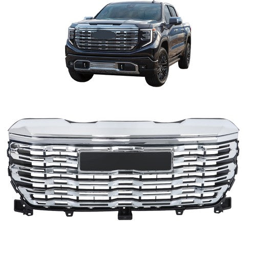 DURAFORCE Front Upper Grille Plastic Chrome WIth Camera Hole For GMC Sierra 1500 2022-2024