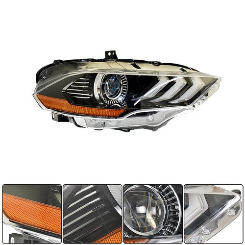 DURAFORCE Black Headlight LED DRL Projector Lamp Right Side Fit For Ford Mustang 2018-2020