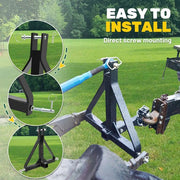 DURAFORCE 3 Point Hitch 2'' Trailer Receiver Hitch Tow Drawbar Category 1 Tractor Adapter