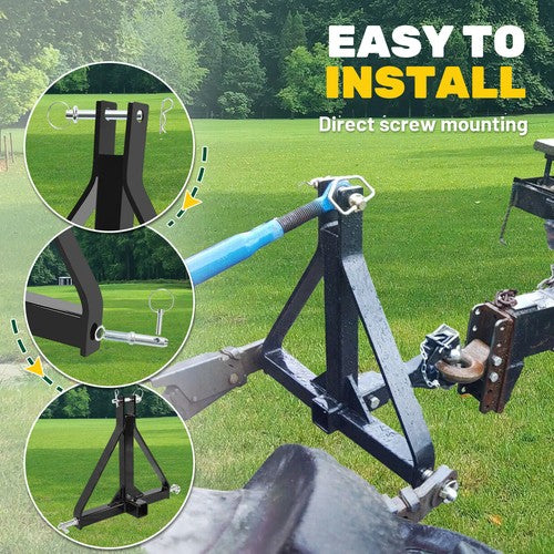 DURAFORCE 3 Point Hitch 2'' Trailer Receiver Hitch Tow Drawbar Category 1 Tractor Adapter