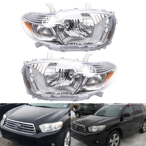 DURAFORCE Headlight Headlamps Assembly Fit For Toyota Highlander 2008-2010 LH+RH Side Pair