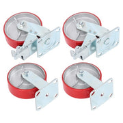 DURAFORCE 6" X 2" Industrial Casters - 2 Fixed and 2 Swivel Caster Wheels with Brakes