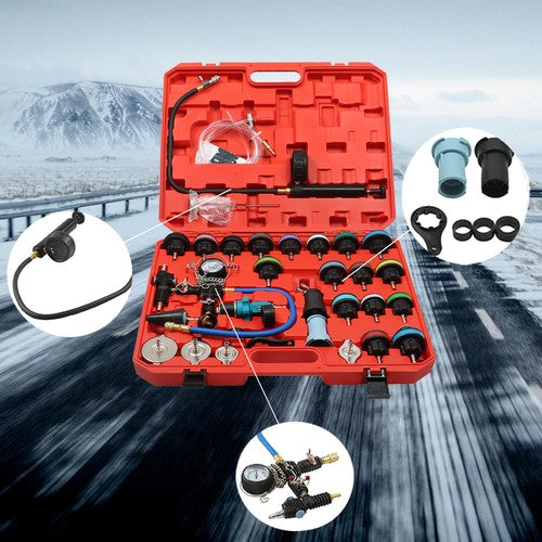 DURAFORCE 33pcs Universal Radiator Pressure Tester & Vacuum Cooling System Tool Refill Kit