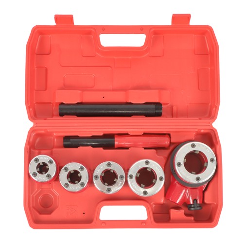 DURAFORCE Handheld Pipe Cutter Thread Tool Pipe Threader Ratchet Type With 5 Dies Set