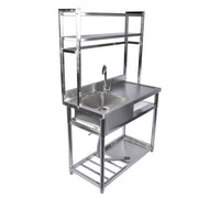 DURAFORCE 39.4in Stainless Steel Utility Sink Set, Single Bowl Commercial Sink w/ Shelves