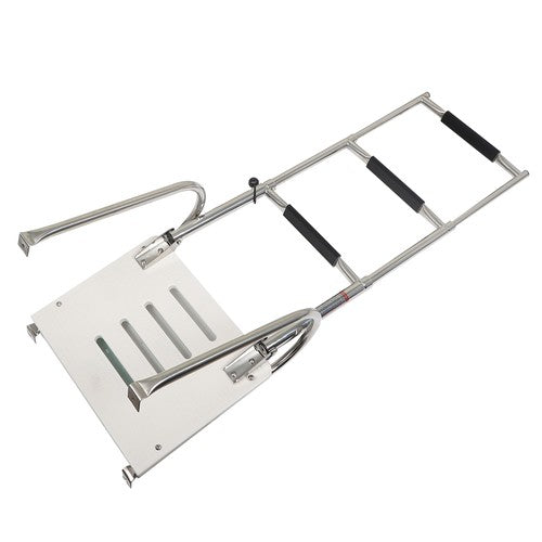 DURAFORCE USA 3-step Stainless Steel Ship Ladder With Platform Marine With Telescoping