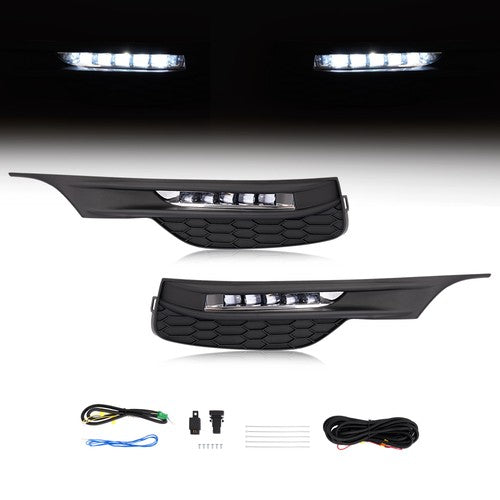 DURAFORCE For 2016 2017 Honda Accord Sedan 4Dr LED Fog Lights Bumper Lamps+Wiring+Switch