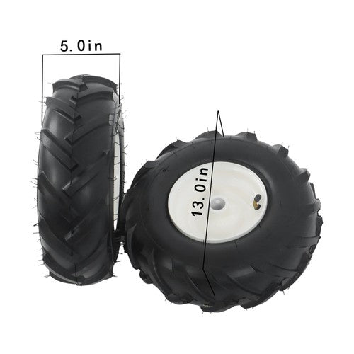 DURAFORCE 13x5.00-6" Rubber Tiller Tire & Wheel 1" Axle Size For Garden Tractor Tire 2Pack