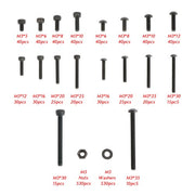 DURAFORCE 1590 pcs M3 Screw Kit with Hex Button and Socket Head Bolts, Nuts, and Washers
