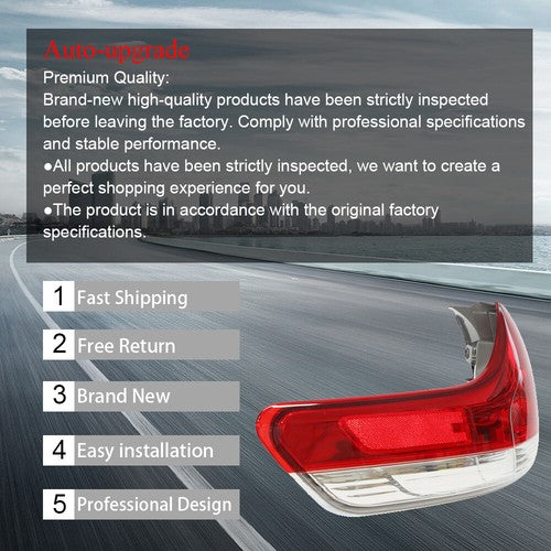DURAFORCE Driver LH Side Outer Tail Light Lamp Replace Halogen For 2011-2014 Toyota Sienna