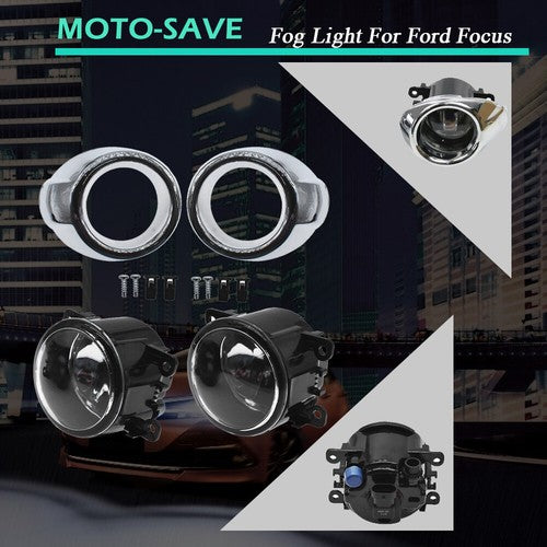 DURAFORCE For Ford Focus 12-14 Bumper Lamp Fog Lights Driving Lights & Chrome Cover Bezel