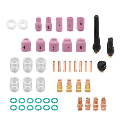 DURAFORCE 49Pcs #10 Pyrex Glass Kit TIG Torch Short Tube Gas Lens for WP-17/18/26