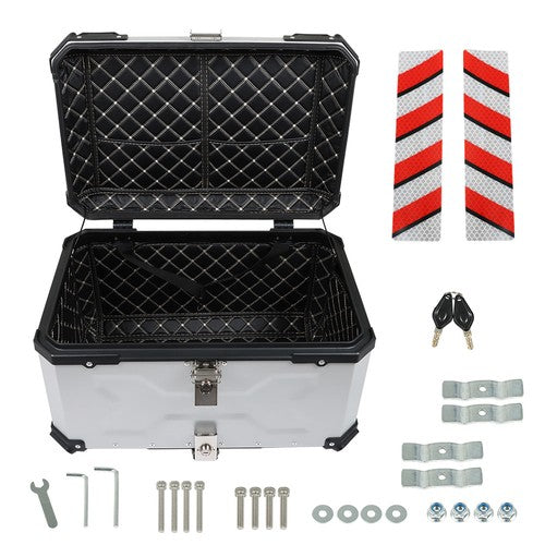 DURAFORCE 65L Top Case Tail Box Waterproof Luggage Scooter Trunk Storage Silver Motorcycle