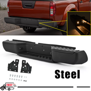 DURAFORCE Black Steel Rear Step Bumper For 2005-2020 2021 Nissan Frontier w/o Sensor Holes