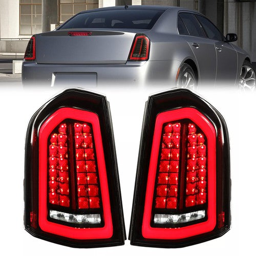 DURAFORCE Full LED Taillights with LED Reverse Signal Black for 2011 2014 Chrysler 300