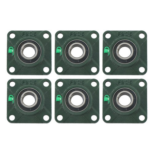 DURAFORCE 6Pcs UCF205-16 Pillow Block Flange Bearing 1" Bore Solid Base Self Aligning