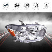 DURAFORCE Halogen Headlight For Toyota Highlander 2008-2010 Driver/LH & Passenger/RH Side