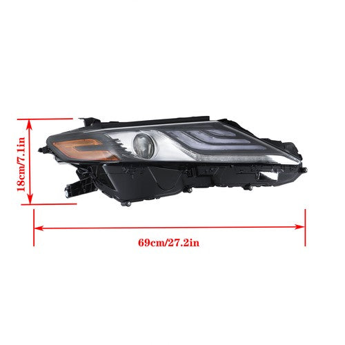 DURAFORCE Black Housing For 21 22 Toyota Camry XSE XLE Full LED Headlight Assy Right Side