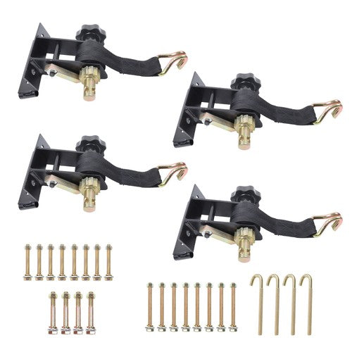 DURAFORCE Ladder Rack Ratchet Tie Downs*4 Steel Black 500lbs 1.5in*7.5ft 1.4in Square Tube