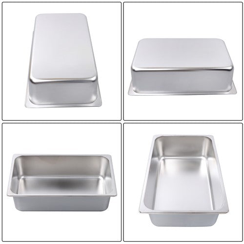 DURAFORCE Restaurant Steam Table Pans Full Size 2 Pack 6 Inch Deep Without Lid